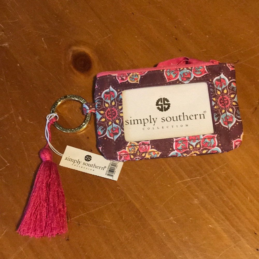 Simply Southern collection key ID zipper pouch - Mandala / pink and maroon